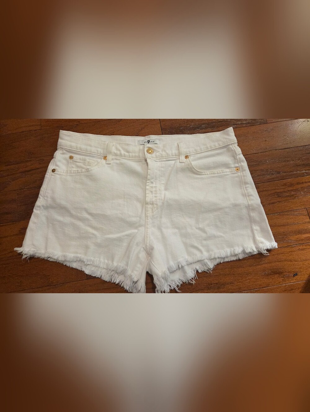 7 For All Mankind Size 29 White Denim Cut Off Shorts